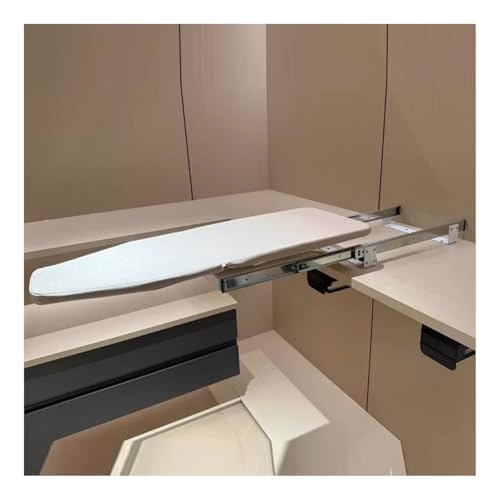 Retractable Ironing Board, Hidden Pull Out Ironing Board Install in Cabinet,Folding Ironing Board Space Saving, for Small Spaces Cloakroom Bedroom Laundry Room(Beige)