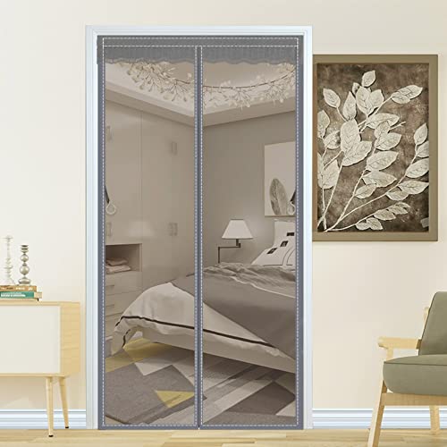 Puerta de mosquitera magnética 170x220cm Mosquitera Puerta Magnetica - con Imanes Sellado Automaticamente - para Patio Cocina Balcon Dormitorio - Gris Cover