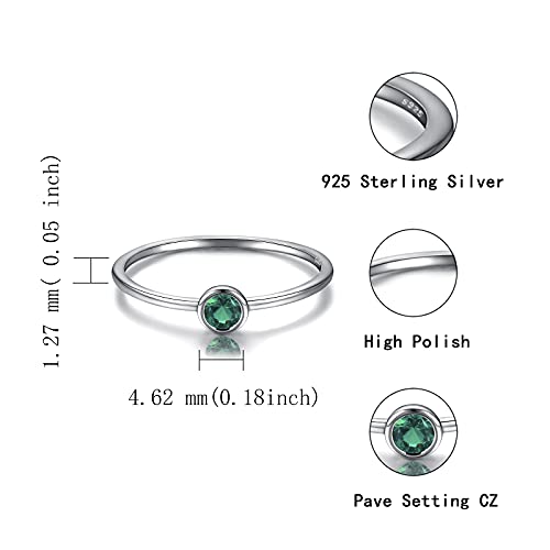 Simple Birthstone Rings For Women Girls Jewelry 925 Sterling Silver Colorful Cubic Zirconia Stackable Promise Ring For Her (May, 7) #TOP4