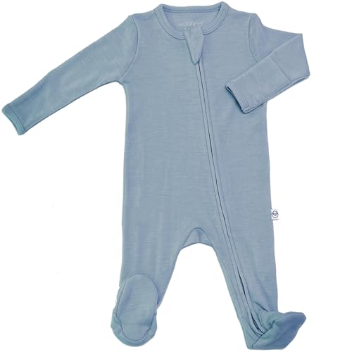 Image of Woolino Toddler Footie Sleeper, Merino Wool Baby Pajamas, One-Piece Sleeper Jumpsuit, Front Zip Footie Romper for Unisex