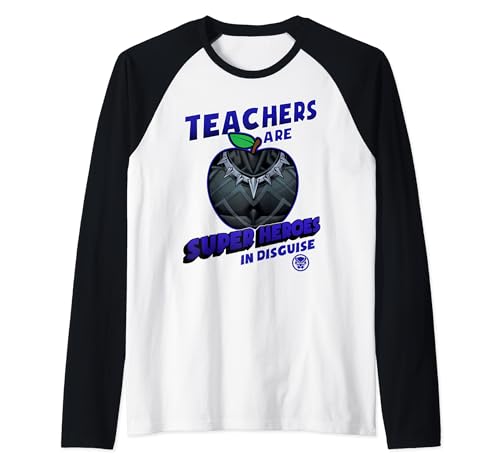 T-shirt Black Panther Marvel Teachers Are Super Heroes style raglan bicolore pour enseignant