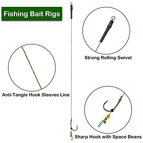 Shaddock Fishing® 18pcs Carp Fishing Leaders Braided Line Thread 8340 Carbon Steel Hooks Bait