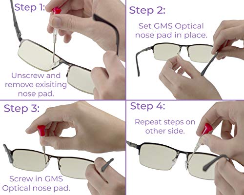 Gms Optical D-Shape Screw-In Silicone Nose Pads For Glasses, Sunglasses, And Eye-Wear - Eyeglass Repair – 13Mm (2 Pair) #TOP2