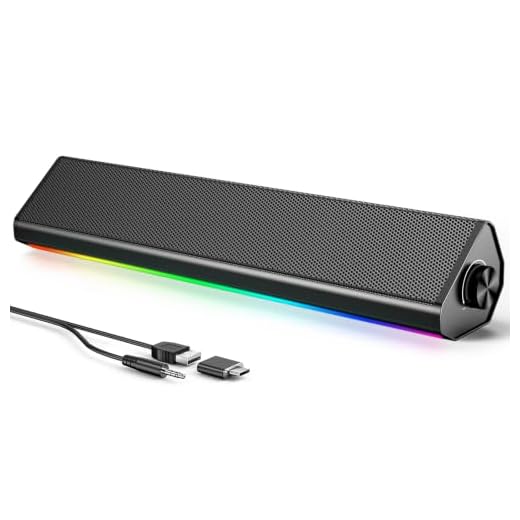 LENRUE Computer Speakers for PC and Laptop, Under Monitor Sound Bar, Black