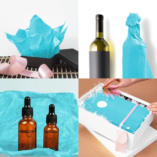 Image of 120 Sheets Gift Wrapping Tissue Paper, 20 inch x 14 inch Bulk Colored Tissue Paper (Light Blue)
