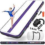 WELANDFUN Air Matte Track Turnmatte Aufblasbar 15 / 20cm mit Luftpumpe, 3/4 / 5 / 6m Gymnastikmatte Tumbling Matten, Trainingsmatte für Yoga/Zuhause/Taumel/Turnhalle/Ausbildung/Cheerleading