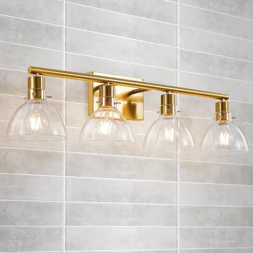 CCYCOL Gold Bathroom Light Fixtures - 4-Light Bathroom Vanity Lights ...