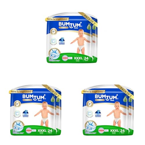 Image of Bumtum Baby Diapers | Pant Style Baby Diapers XXXL Size, 48 Count | Double Layer Leakage Protection Infused With Aloe Vera, Cottony Soft High Absorb Technology (24 Count, Pack of 6)