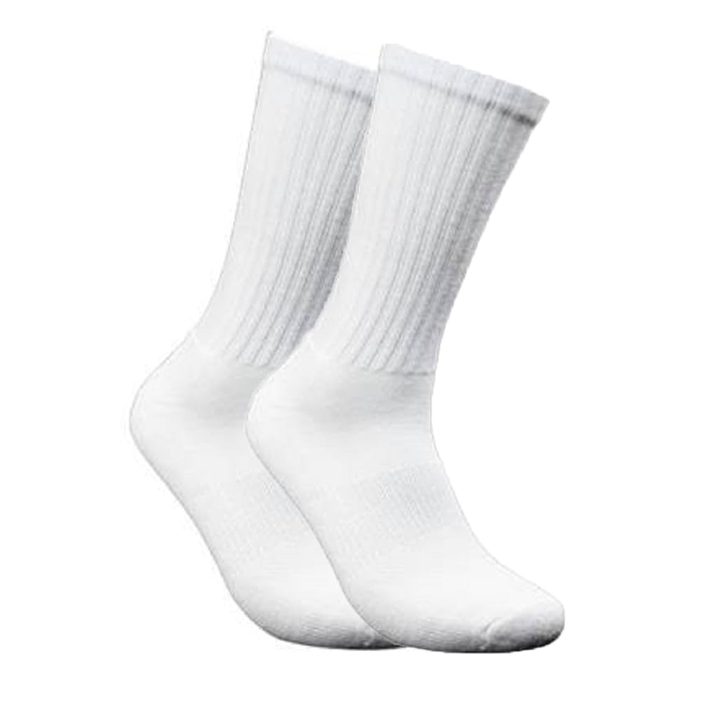 COUVER Running Unisex Cushioned Sole Arch Support Athletic Crew Socks, White,1 Pair, Size Large.