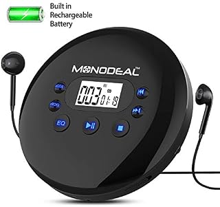 Portable CD Player, Monodeal Rechargeable Personal Compact Disc Player with Headphone Jack, Anti-Skip/Anti-Shock
