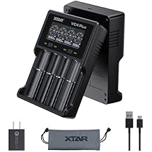 XTAR VC4 Plus Battery Charger - USB C Charger - Customizable Charging Current - Battery Capacity Test & Recovery - Multiple Protection - Compatible with Li-ion, Ni-MH - Rechargeable Battery Charger