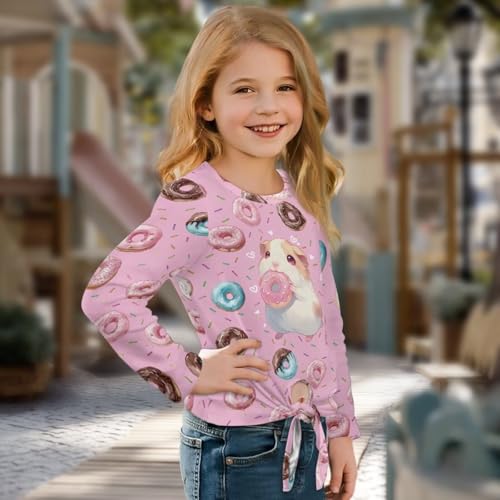 Girls Kids Sweatshirts Tie Front Top Crew Neck Pullover Long Sleeves Casual Fall Winter Clothes for 5-14 Teens3