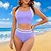 Womens 2 Piece Swimsuits,Womens High Waisted Bikini Sets Fashion Color Block Cheeky Two Piece Swimsuits Sporty Tummy Control Bathing Suit
