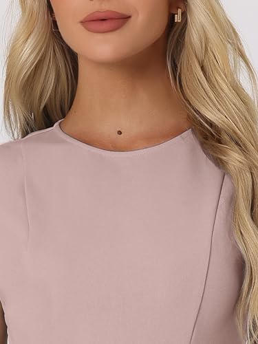 Image of Allegra K Women's Work Dress Round Neck Solid Color Sleeveless A-Line Business Casual Office Dresses