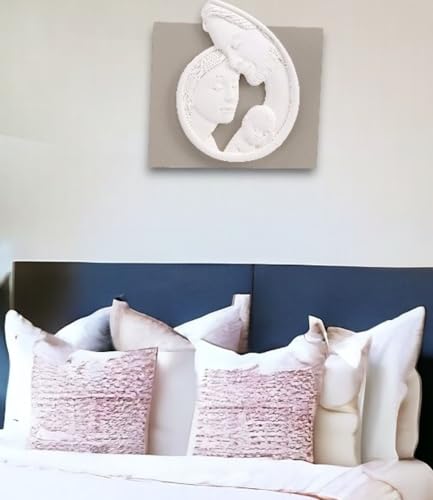 MAZZOLA LUCE Capezzale quadro capoletto sacra famiglia moderna bianco tortora per camera da letto Made in Italy