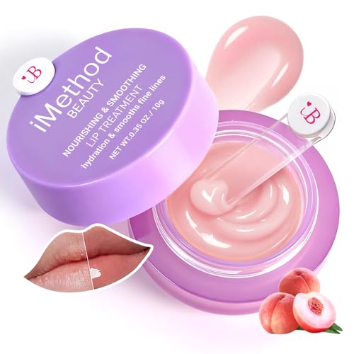 iMethod Lip Mask Overnight - Lip Sleeping Mask for Dry Lips, 8-Hour Hydrating Lip Balm with Hyaluronic Acid, Intense Moisturizing Lip Treatment to Nourish & Repair - Peach