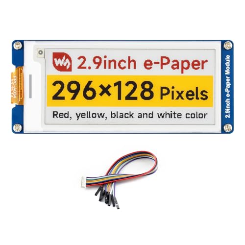 Image of waveshare 2.9inch E-Paper Display (G), E-Ink Display, 296x128, Red /Yellow /Black /White, SPI Interface, with Driver Board