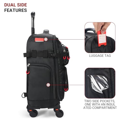 Rolling Backpack with Wheels – Airline Approved Underseat Carry-On Luggage 18x14x8, Water-Resistant Personal Item Bag with 2 Extra Replacement Wheels, Fits 15.6 Inch Laptop, Travel Backpack for Men - Image 5