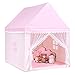 Costway Tente de Jeu Enfant Château Intérieur de Princesse / Prince, Cadre en Bois, Couverture en Coton, Espace Privé pour Enfant, pour Enfants (Rose)