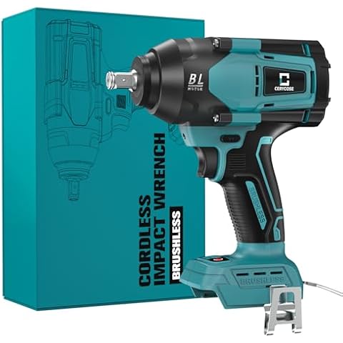 Cerycose Cordless Impact Wrench 1/2 inch for Makita Battery, 600FT-LBS (810N.m) Brushless Electric Impact Gun Includes LED Work Light, 2100RPM High Torque Impact Driver Wrench, Bare Tool Only Cover