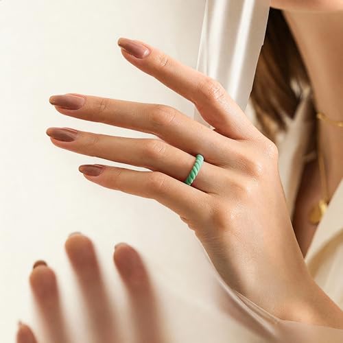 Image of Egnaro Women's Silicone Anniversary Rings, 2.5mm Wide 1.8mm Thick Stackable Rubber Wedding Band, Thin Stylish Comfort Fit Silicone Ring for Nurse, Workout, Work, Pregnancy, Travel, Daily Gift