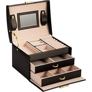 ADEL DREAM Dameskist, PU-leer, medium juweliersslot met slot. Geschikt voor thuisrit om ringen, oorbellen, halskettingen…