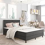Teenpull Boxspring-Bettgestell Grau Stoff 180x200 cm, Robustes Polster-Untergestell aus Metall und MDF, Stabiler Schlafzimmer-Bettrahmen für Matratzen, Elegantes Design Schlafmöbel