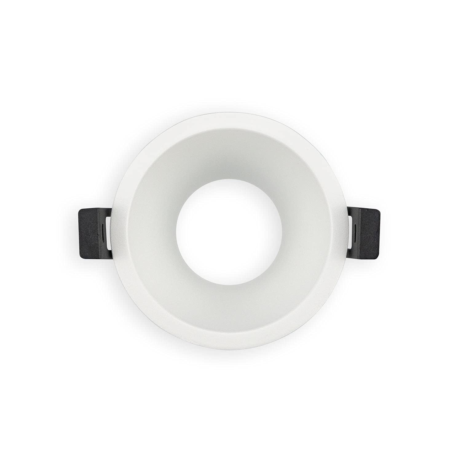 Popp Pack x10 Marco Downlight ARO Circular Profundo aluminio para bombilla GU10, MR16 Blanco corte de Ø75mm para pasillo, oficina, salon etc. (Pack 10, Blanco)