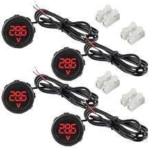 4 Pieces Waterproof DC 4V-100V Voltmeter Gauge, Car Voltage Gauge LED Digital Display for Cars Vehicles Motorcycles Boats Truck RV Red