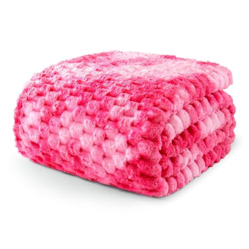Image of Exclusivo Mezcla 3D Fleece Twin Size Blanket for Bed, Tie-dye Pink | Extra Soft Fuzzy Plush Lightweight Bed Blankets, Cozy Fluffy Decorative Blankets for All Seasons, 60x80 Inches