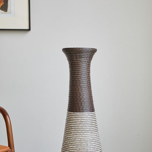Image of Large Hand-Woven PVC Rattan Floor Vase, 39.3 Inch Tall Home Decor Floor Vase for Fake Flower Dried, Flower Holder for Living Room, Bedroom, Dining Room, Entryway, Hallway