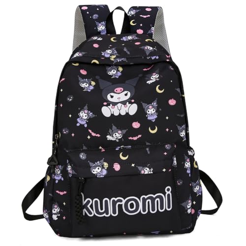YCVBCY Kuromi Mochila de Dibujos Animados Mochila Infantil con Bandolera Ajustable Mochila con Estampado de Dibujos Animados Mochila Escolar Portátil Adecuado para Niños y Niñas ﻿