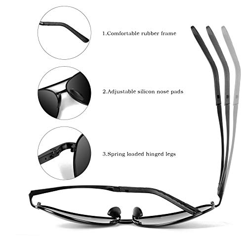 MXNXEU Sonnenbrille Herren Pilotenbrille Polarisiert Pilotenbrille Polarisierte Sonnenbrille Herren Outdoor Pilot Unisex UV400 Fahren Sonnenbrille-Schwarz/Schwarz