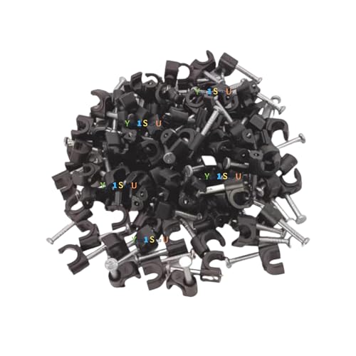 Generic 4mm Black Round Cable Clips Wire Nail Clips Holder Cable Management Wire Tidy 100 Pack