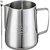 Milk Frothing Pitcher 12oz, Espresso Steaming Pitchers 350ml, Frother cup, Coffee Cappuccino Latte Art,304 Stainless Steel Jug with Decorating Art Pen