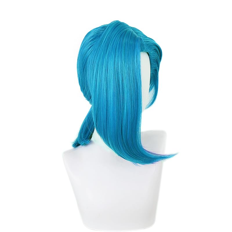 DAZCOS Anime Blue Wig Long bangs and Short Hair Adult Womens Cosplay Costume Outfits Accessories for Party Halloween (Blue-A, Medium, Straight) - Image 3