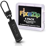 FixNZip Medium to Large Black Zipper Pull Replacements (4-Pack) | Universal Clip-On Pull Tabs for Zipper...
