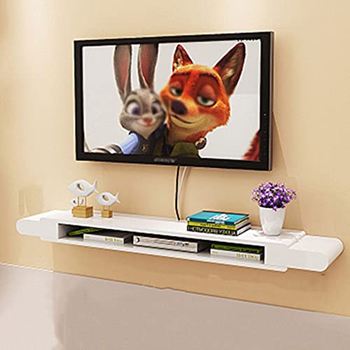 Mobile TV sospeso a mensola mobile, cornice decorativa per mobile TV sospeso lucido, utilizzato per riporre scatole TV via cavo, router, scatole per cavi, ecc. / White / 90cm