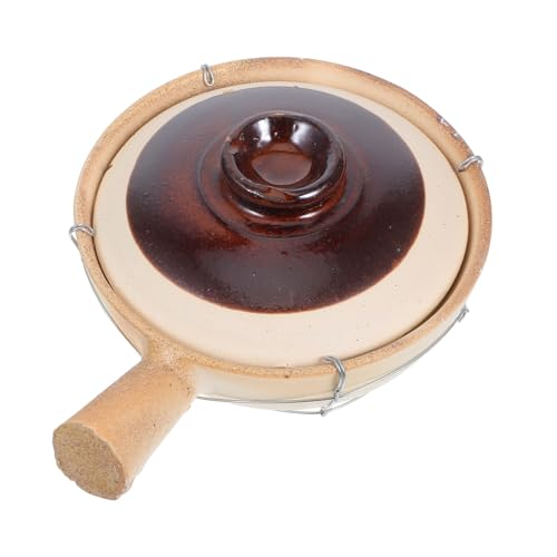 SOIMISS Pentola Di Terracotta Cinese Tradizionale 0,5l in Ceramica Coperchio e Supporto, Resistente Al Calore Per Zuppe, Riso in Pentola e Stufati, Adatta a Banchetti, Cene e Viaggi