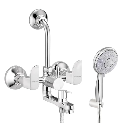 Image of Alive Wall Mixer for Bathroom 3 in 1 | Mixer Tap with Hand Shower, 1.5 Meter Hose & Diverter | Bathroom Shower Set | Wall Mixture | Chrome Finish