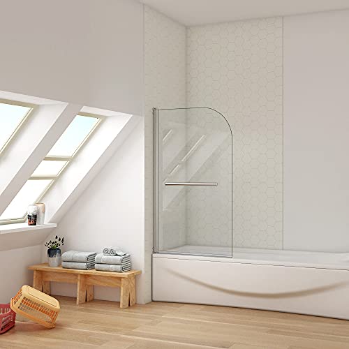 Ducha Casa 130x70cm Mampara de bañera abatible con un toallero, Cristal 5mm templado