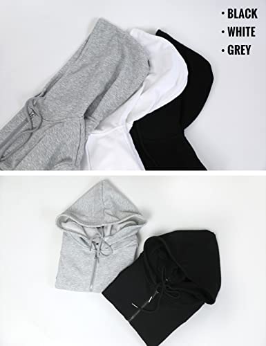 Hooever Womens Cute Workout Cropped Zip Up Drawstring Hoodie Sweatshirt Jacket Black #TOP3