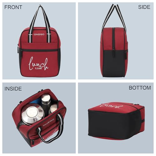 Image of Durable & Lightweight Lunch Bag | Trendy Water-Resistant Tiffin Bag & Meal Holder for Office, School, Travel & Picnic, Stylish, Insulated Design for Men, Women & Kids (Maroon)
