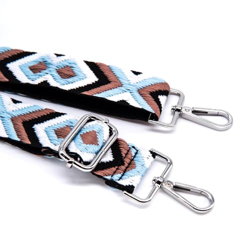 Image of S&loyoe Silver bucklePurse Straps Replacement Crossbody Bag Strap Adjustable Wide Guitar Straps for Handbags 1.5inch (Diamond 10 Silver)