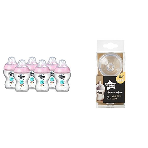 Tommee Tippee Closer to Nature Decorated Bottles, 260 ml, 6 Units with...