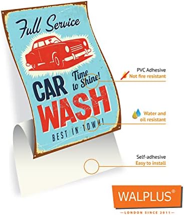 WALPLUS 152x161 cm Peel and Stick Wall Stickers "Vintage Metal Sign Collage" 1 pack Removable Self-Adhesive Mural Art Decals Vinyl Home Decoration DIY Living Bedroom Office Décor Wallpaper, Multi-colour