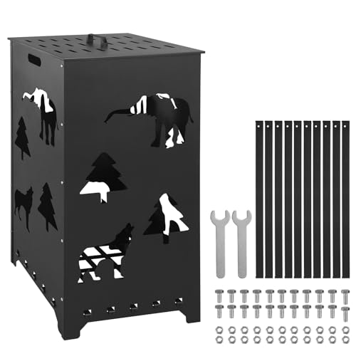 Kodom BURN BARREL 22X22X45 Inch Burn Cage Carbon Steel Burn Drum Garden Waste Cage Incinerator Barrel With Handle For Paper Leaf Trash Wood Backyard Bonfire cover