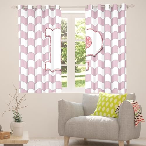 Image of Erosebridal Pink Initial P Blackout Curtains for Kids Girls Bedroom Kawaii Plaid Checkered Window Curtains 2 Panels 52 inchWx63 inchL Cute Personalized Monogram Drapes,Fashion Grids Gingham Window Treatments