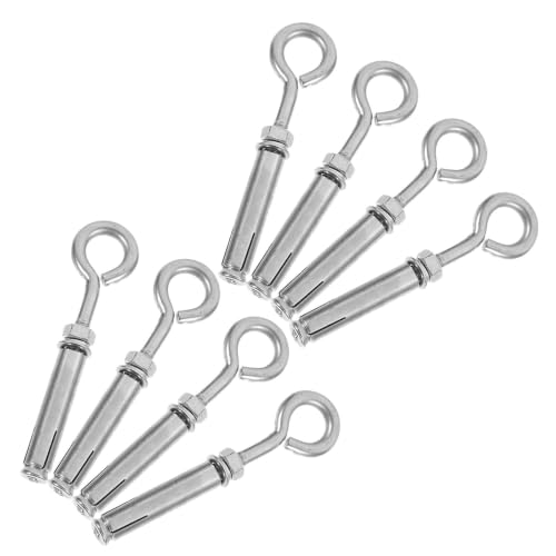 DONFAMDS 8pcs Stainless Steel Expansion Bolt with Hook for Concrete Wall Anchors, M6 Heavy Duty Eye Bolts Designed for Mesh Grates and Manhole Covers in Municipal and Industrial