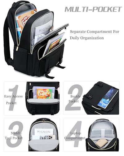 Caoroky knight Women Laptop Backpack 15.6 Inch Office Business Work Backpacks Purse Anti Theft Travel Back Pack School College Bookbag Nurse Teacher Learning Daypack Computer Rucksack,Black3